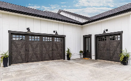 Canyon Ridge 4-Layer Garage Door | Design 21 with SQ24 Windows in Ultra-Grain Cypress Slate Finish